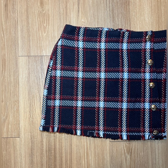 Plaid Navy Blue and Red Mini Skirt Size M - Picture 2 of 11